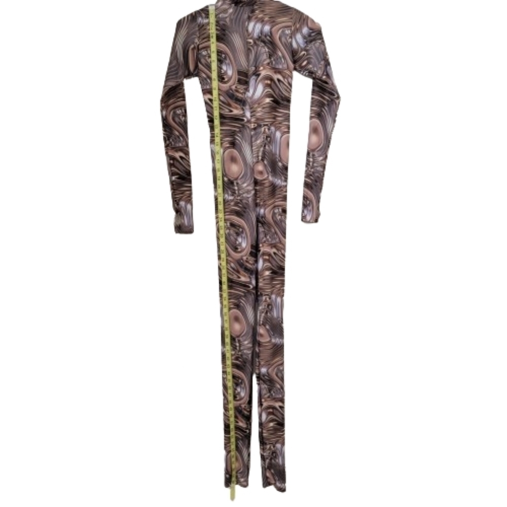 Unbranded Unsized Bodysuit, Brown, Tans and White Swirl / Poured Pattern - Picture 6 of 15